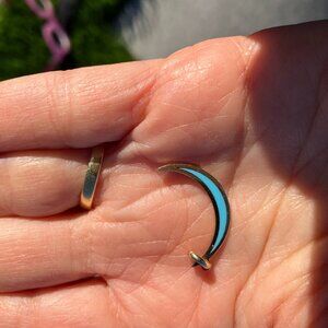 14-K gold and turquoise enamel crescent moon charm